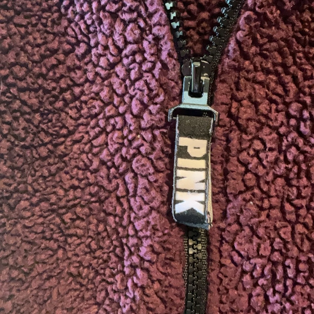 PINK Victoria's Secret Burgundy Sherpa Jacket